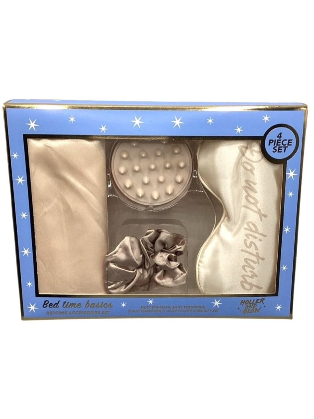 Holler & Glow Bedtime Basics 4-Piece Set Silk Eye Mask Scrunchie Scalp Massager - Picture 6 of 10